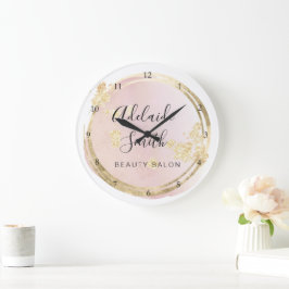 Rosa Wasserfarbkreis Große Wanduhr