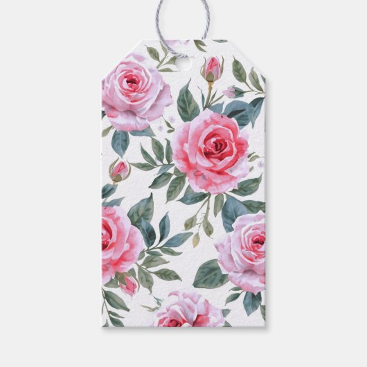 Rosa Wasserfarbmuster mit eleganter Pinkrose Geschenkanhänger (Vorderseite)