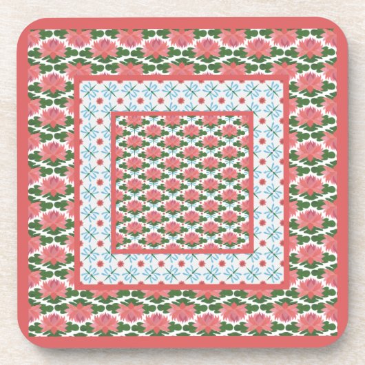 Rosa Wasserläufe, Libellen: Set von Untersetzer (Vorderseite)