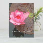 Rosa Wasserlilie Blume Blindeinladung Einladung (Stehend Vorderseite)