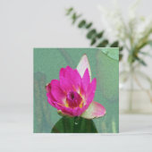 Rosa Wasserlilie Blume Blindeinladung Einladung (Stehend Vorderseite)