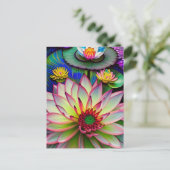 Rosa Wasserlilie Blume Postkarte (Stehend Vorderseite)