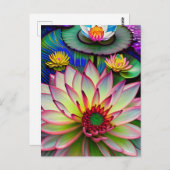 Rosa Wasserlilie Blume Postkarte (Vorne/Hinten)