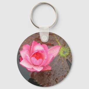 Rosa Wasserlilie Blume Schlüsselanhänger