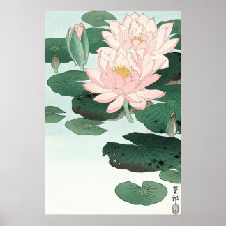Rosa Wasserlilie Japanische Kunst Poster