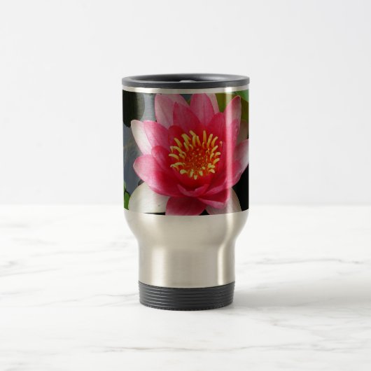 Rosa Wasserlilie Reisebecher (Mittel)