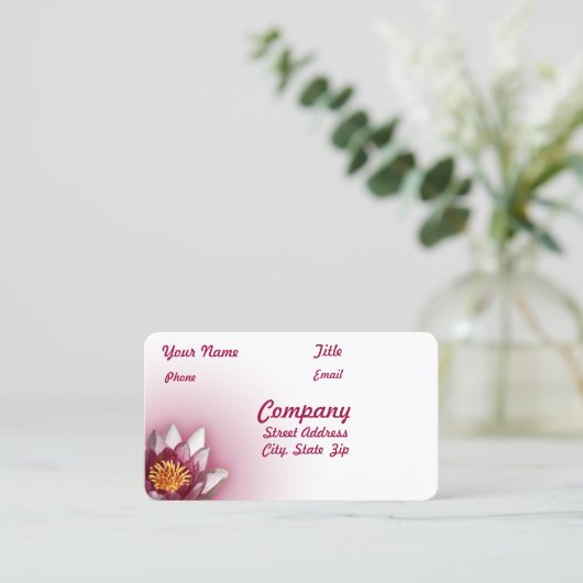 Rosa Wasserlilie Visitenkarte (Stehend Vorderseite)