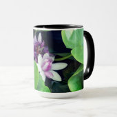 Rosa Wasserlilien Blumenwirbel Foto Tasse (VorderseiteRechts)