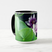 Rosa Wasserlilien Blumenwirbel Foto Tasse (Vorderseite Links)