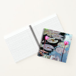 Rosa Wasserlilien in einem Teich Notizblock