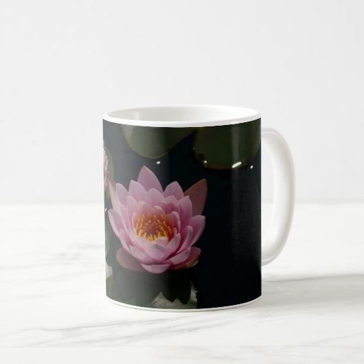 Rosa Wasserlilien Kaffeetasse (VorderseiteRechts)