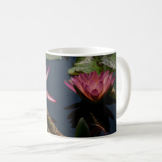 Rosa Wasserlilien Kaffeetasse (VorderseiteRechts)