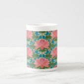 Rosa Wasserlilien und Libellen Knochen-China Tasse (Vorderseite)