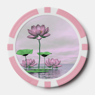 Rosa Wasserlilien und Lotos-Blumen - 3D übertrage Pokerchips