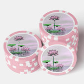 Rosa Wasserlilien und Lotus-Blume - 3D-Darstellung Pokerchips (Stapel)