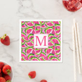 Rosa Wassermelon-Fruchtscheiben-Muster-Monogramm Serviette (Beispiel)