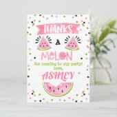 Rosa Wassermelone Geburtstag danken Ihnen zu Dankeskarte (Stehend Vorderseite)