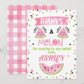 Rosa Wassermelone Geburtstag danken Ihnen zu Dankeskarte (Vorne/Hinten)