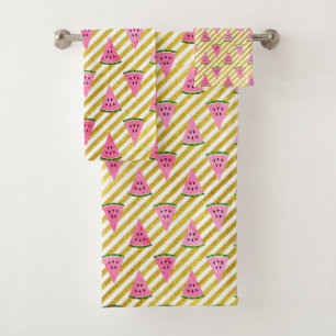 Rosa Wassermelone und gelbes Badhandtuch Set