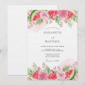 Rosa Wassermelone Whimsical Hochzeit Einladung (Vorne/Hinten)