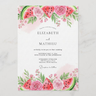 Rosa Wassermelone Whimsical Hochzeit Einladung