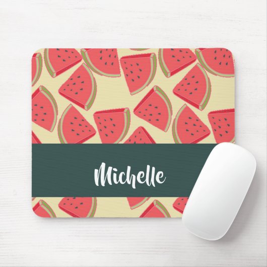 Rosa Wassermelonen auf gelben Scheiben Mousepad (Mit Mouse)