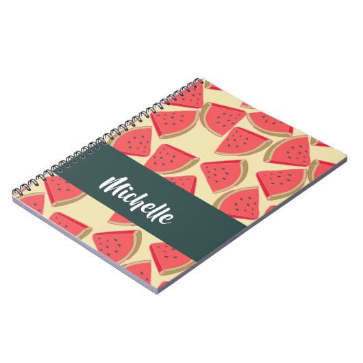 Rosa Wassermelonen auf gelben Scheiben Notizblock (Linke Seite)