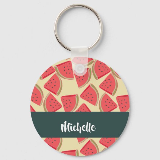Rosa Wassermelonen auf gelben Scheiben Schlüsselanhänger (Vorderseite)