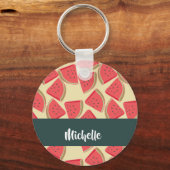 Rosa Wassermelonen auf gelben Scheiben Schlüsselanhänger (Vorderseite)