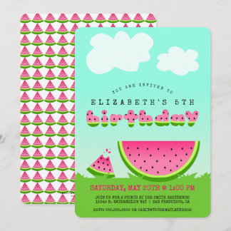 Rosa Wassermelonen-Geburtstags-Picknick-Party-Einl Einladung