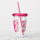 Rosa Wassermelonen-Muster-Kreis-Monogramm Acryltrinkbecher (Links)