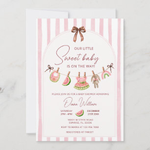 Rosa Wassermelonen-Sommer-Baby-Party Einladung