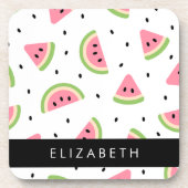 Rosa Wassermelonen, Wassermelonen, Ihr Name Getränkeuntersetzer (Vorderseite)