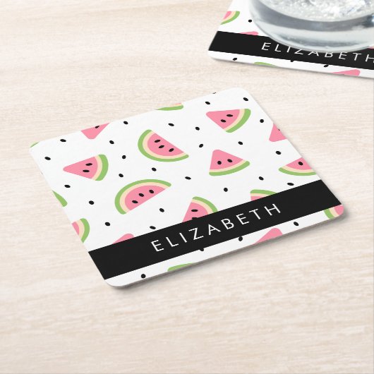 Rosa Wassermelonen, Wassermelonen, Ihr Name Rechteckiger Pappuntersetzer (angewinkelt)