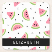 Rosa Wassermelonen, Wassermelonen, Ihr Name Rechteckiger Pappuntersetzer (Vorderseite)