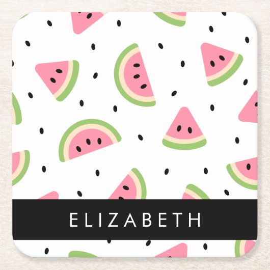 Rosa Wassermelonen, Wassermelonen, Ihr Name Rechteckiger Pappuntersetzer (Vorderseite)