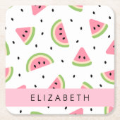 Rosa Wassermelonen, Wassermelonen, Ihr Name Rechteckiger Pappuntersetzer (Vorderseite)