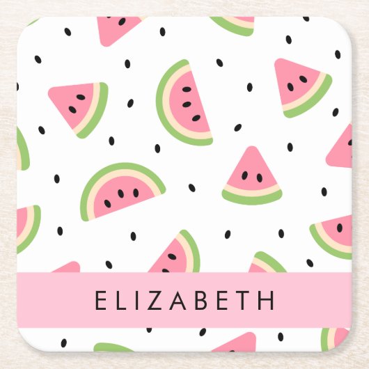 Rosa Wassermelonen, Wassermelonen, Ihr Name Rechteckiger Pappuntersetzer (Vorderseite)