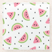 Rosa Wassermelonen, Wassermelonen, Sommermuster Glasuntersetzer (Vorderseite)