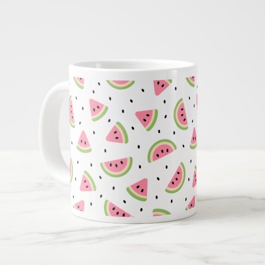 Rosa Wassermelonen, Wassermelonen, Sommermuster Jumbo-Tasse (Vorderseite Links)
