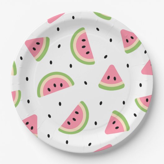 Rosa Wassermelonen, Wassermelonen, Sommermuster Pappteller (Vorderseite)
