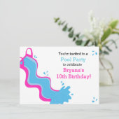 Rosa Wasserrutsche Pool Schwimmbad Party Girls Ein Einladung (Stehend Vorderseite)