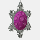 Rosa Wassertropfen Hintergrund Schneeflocken Zinn-Ornament (Links)