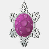 Rosa Wassertropfen Hintergrund Schneeflocken Zinn-Ornament (Rechts)