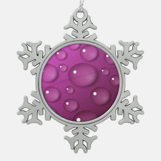Rosa Wassertropfen Hintergrund Schneeflocken Zinn-Ornament (Vorderseite)