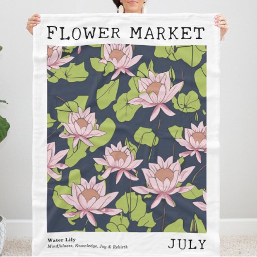 Rosa Water Lily Lotus Juli Geburtsmarkt Blume Fleecedecke