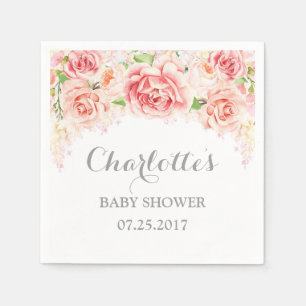 Rosa Watercolor-Blumen-Baby-Dusche Serviette