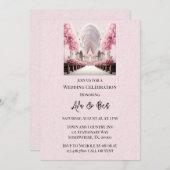 Rosa Watercolor Blumenkirche Hochzeit Einladung (Vorne/Hinten)