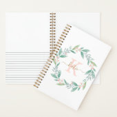 Rosa Watercolor Blumenkranz Mit Monogramm Notizblock (Innen)