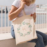 Rosa Watercolor Blumenkranz Mit Monogramm Tragetasche<br><div class="desc">Rosa Watercolor Blumenkranz Mit Monogramm Design.</div>